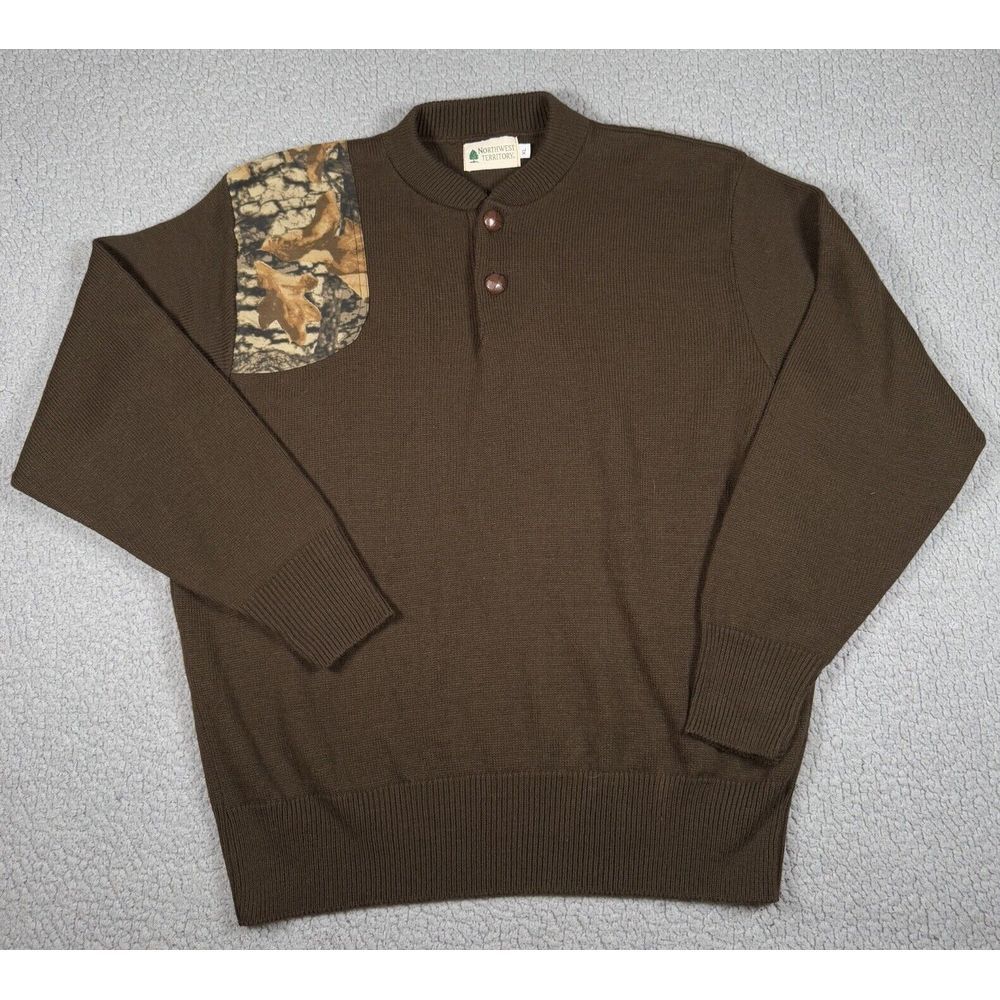 Northwest Territory Sweater Mens XL Brown Acrylic Shooting Pad Sniper‎ Camo Hunt